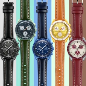 New 20mm Watch Band Replacement for Swatch Omega Speedmaster Joint MoonSwatch Leather Strap Soft Sport Bracelet